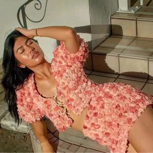 Floral Textured Pink Top